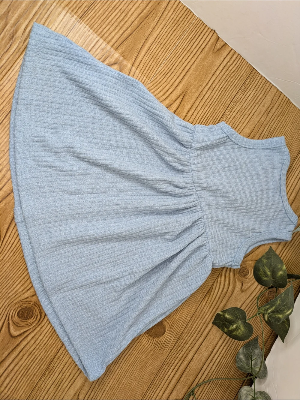 PatPat Light Blue Ribbed Button-Front Kids Dress - Picture 4 of 4